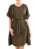 Elegancka sukienka mini oversize w złote paski – kimonowy fason z wiązaniem w talii 31398