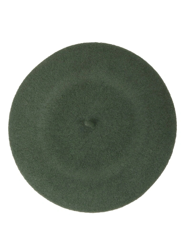 Elegancki beret damski wełniany w odcieniu khaki – francuski fason z antenką zapewniający ciepło 40873