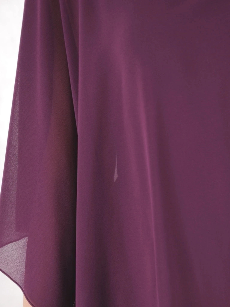 Fioletowa suknia maxi na wesele i studniówkę – elegancka, z asymetryczną szyfonową narzutką i cyrkoniami 37480