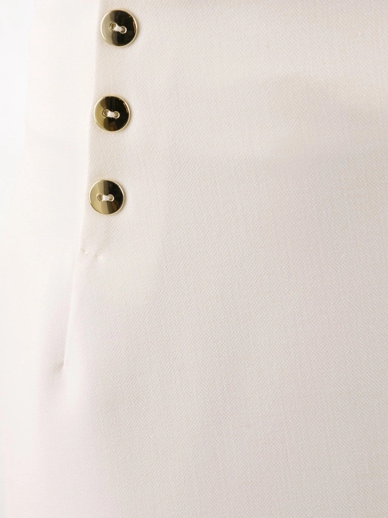 Kobieca spódnica midi o prostym kroju ecru – elegancki fason na jesień z rozcięciem 35397