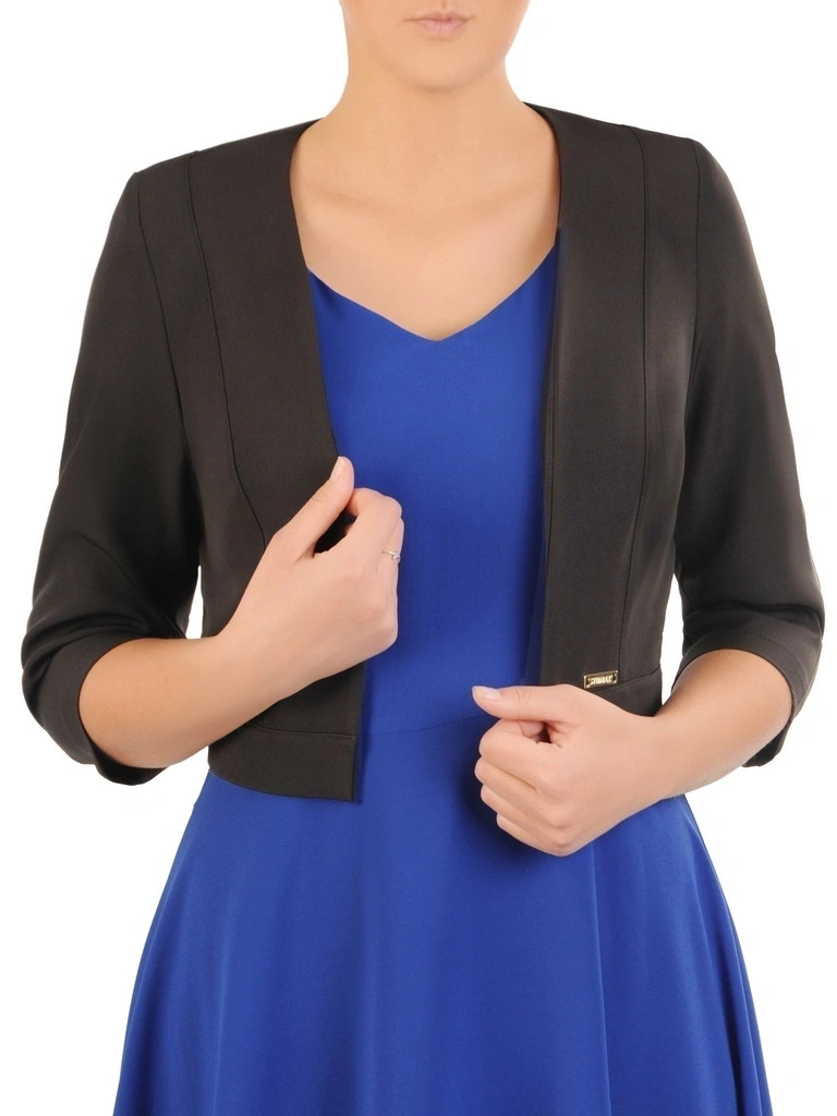 Eleganckie czarne bolerko z rękawem 3/4 – prosty krój, który subtelnie modeluje sylwetkę 31119