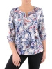 Stylowa bluzka plus size w granatowo-czerwone paisley – wysmuklający prosty fason na lato i jesień 39110