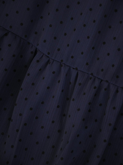 Zwiewna, granatowa spódnica z szyfonu w modne groszki 30343