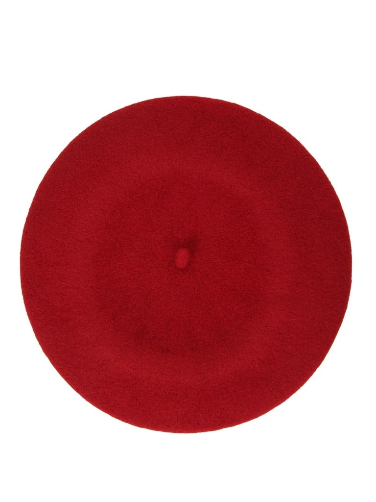 Elegancki beret damski wełniany w kolorze zgaszonej czerwieni – fason francuski z antenką dodający szyku 42703