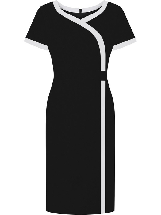 Sukienka wyszczuplająca Gracjana I, czarna kreacja z tkaniny.