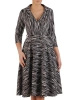 Rozkloszowana sukienka wizytowa ze zwierzęcym motywem – kobiecy krój z kołnierzykiem i paskiem 24558