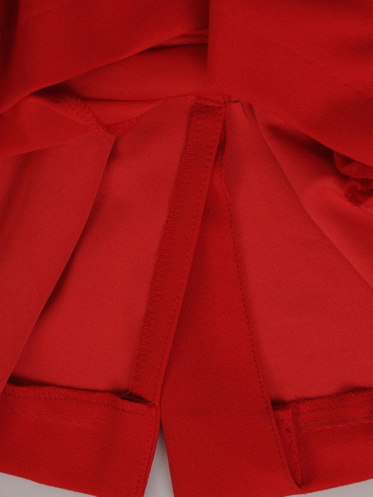 Kostium damski, czerwona sukienka z krótkim żakietem 20911.
