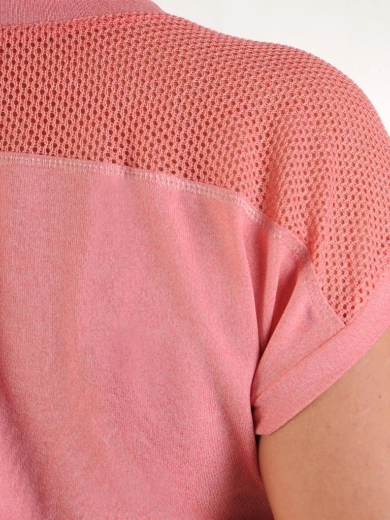 Elegancka różowa bluzka damska z dżetami – prosty fason z wiskozy z przedłużanym tyłem 25571
