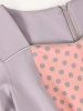 Różowo-popielata sukienka prosta w grochy – stylowa imitacja żakietu z baskinką 15382