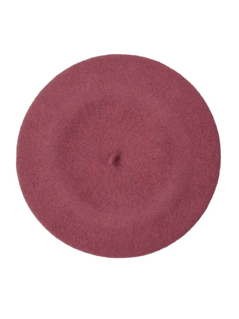 Elegancki beret wełniany damski w odcieniu jagodowego różu – francuski model z antenką na chłodne dni 40895