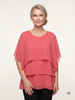 Elegancka amarantowa bluzka wizytowa na święta – luźny, dwuwarstwowy krój z dżetami 37339