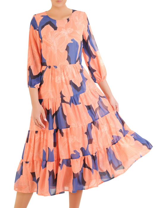 Rozkloszowana sukienka, modna kreacja w kwiatowy wzór 32962
