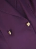 Elegancka fioletowa sukienka żakietowa midi – fason syrenka z ozdobnymi guzikami i falbaną 34847
