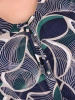 Granatowa tunika plus size z abstrakcyjnym wzorem – luźny fason z szyfonem i efektem narzutki 41085