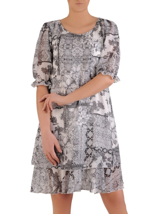 Sukienka z szyfonu, zwiewna kreacja w oryginalnym wzorze 25671