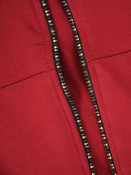 Bordowy dres damski, wygodne spodnie z bluzą zapinaną na zamek 29449