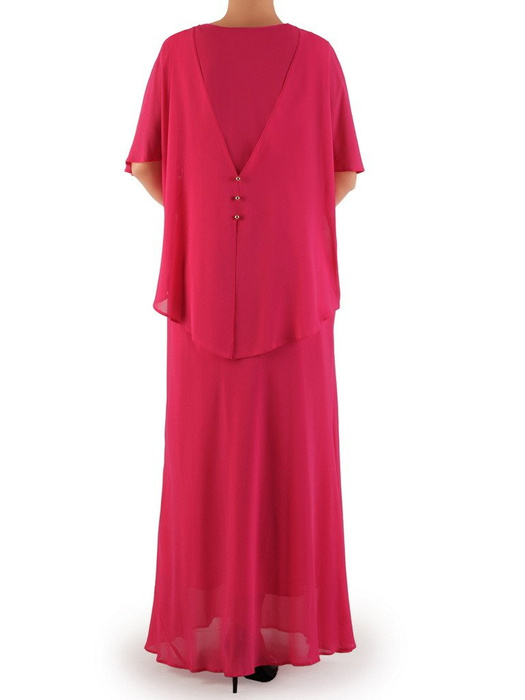 Długa sukienka z szyfonu, kreacja z modną narzutką 22109