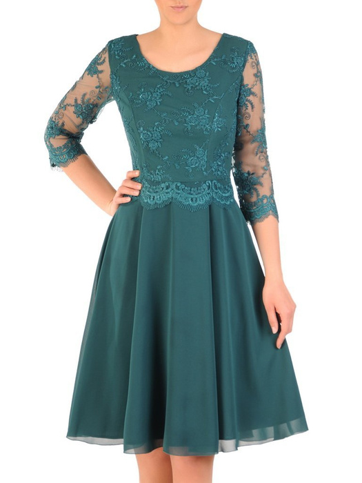 Sukienka damska, zielona kreacja z koronki i szyfonu 29805