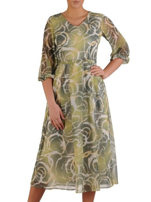 Sukienka z szyfonu, luźna kreacja w oryginalnym połyskującym wzorze 24668