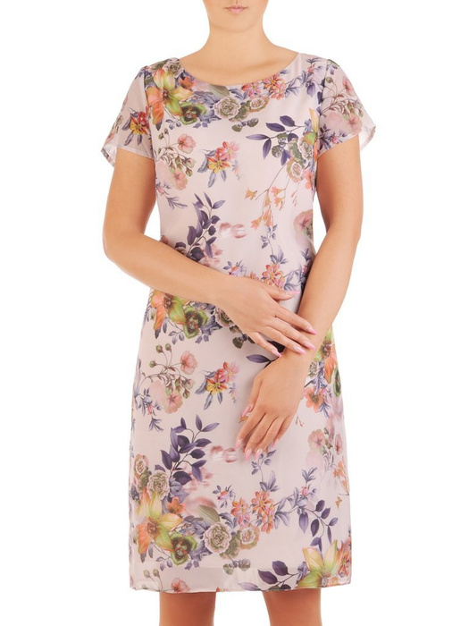 Sukienka z szyfonu, prosta kreacja w kwiaty 26645
