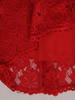 Czerwona sukienka z ozdobną imitacją paska, wieczorowa kreacja z koronki 18968