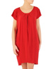 Czerwona sukienka z tulipanową, szyfonową narzutką 32773
