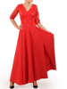 Czerwona suknia maxi, wieczorowa kreacja zdobiona cekinami 30589