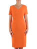 Dzianinowa sukienka z krótkimi rękawami, nowoczesna kreacja w kolorze pomarańczowym 21197