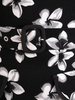 Elegancka czarna sukienka w kwiaty  z marszczonymi rękawami 27603