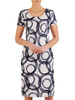 Sukienka z tkaniny, wiosenna kreacja w geometrycznym wzorze 25651