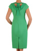 Zielona elegancka sukienka, kreacja z modnym wiązaniem na plecach 28198